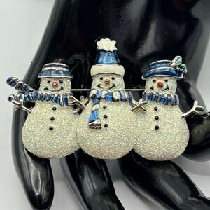 Blue Triple Snowman Pin